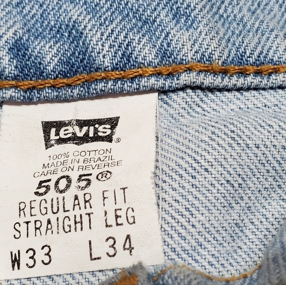 VINTAGE 1997 Levi's 505 Orange Tab Grunge Regular Straight Leg Light Wash Jeans - Picture 12 of 14